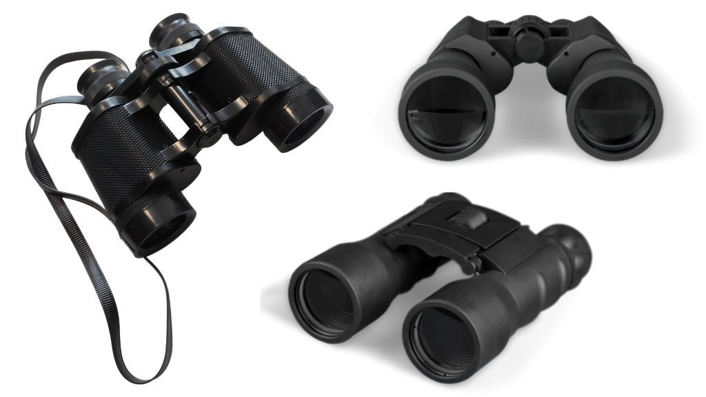 Imagen con  diferentes tipos de prismáticos o binoculares.