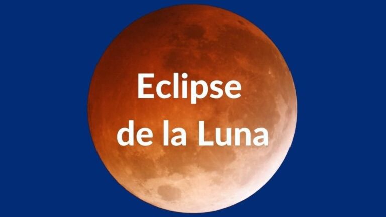 Imagen destacada de un eclipse total de Luna con texto sobreimpreso: Eclipse de la Luna.