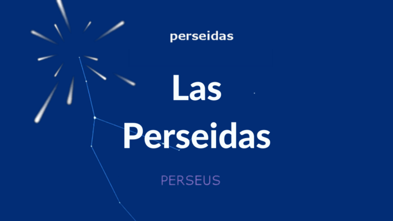 Dibujo de la lluvia de estrellas Perseidas o Lágrimas de San Lorenzo y con el texto sobreimpresionado: Perseidas..