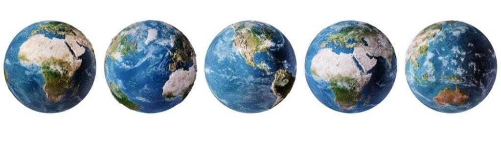 Imagen con la Tierra vistas desde 5 perspectivas diferentes: África y Europa,
