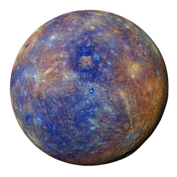 Imagen del planeta Mercurio sobre un fondo blanco.