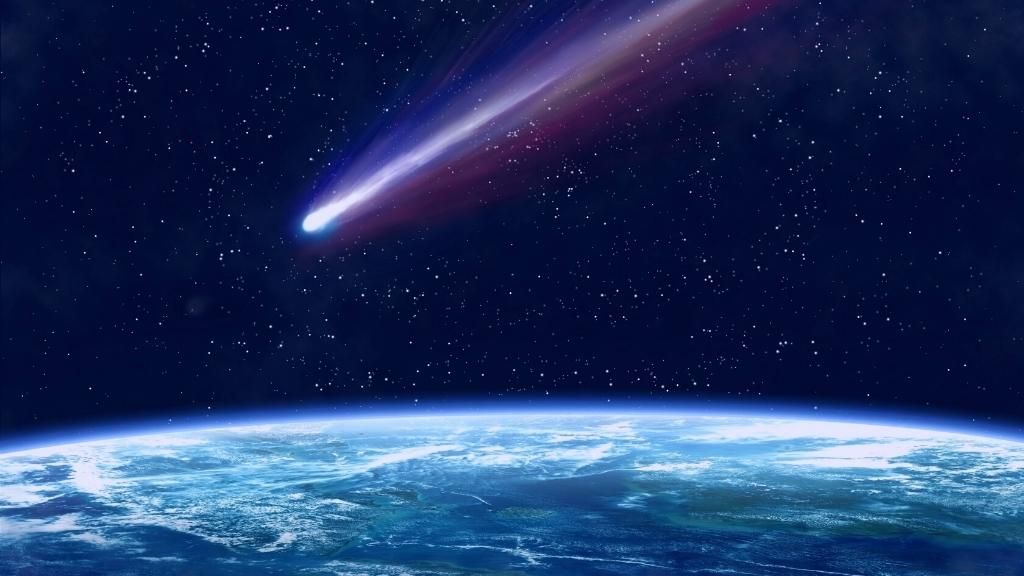 Imagen de un cometa pasando cerca de la Tierra.