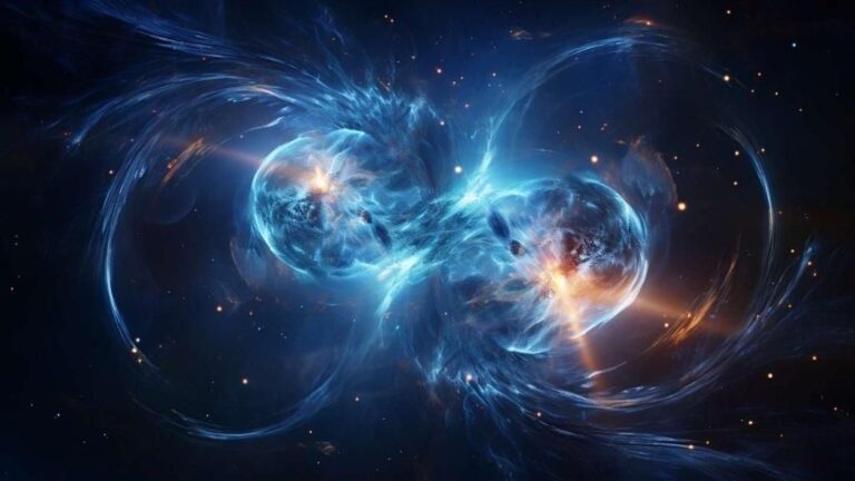 Imagen simulada de unas estrellas binarias en el cielo.