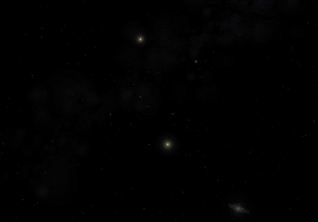 Gif donde se ve el movimiento real de unas estrellas binarias.